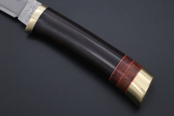 Hattori 傘 SAN Limited Hattori Natures Edition SAN-144 Cowry-X Damascus Special Utility Hunter "Custom Combination Handle African Ebonywood Handle with Quince Burl Wood"