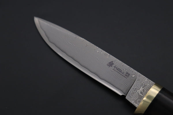 Hattori 傘 SAN Limited Hattori Natures Edition SAN-144 Cowry-X Damascus Special Utility Hunter "Custom Combination Handle African Ebonywood Handle with Quince Burl Wood"
