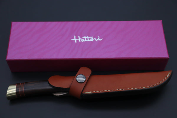 Hattori 傘 SAN Limited Hattori Natures Edition SAN-145 Cowry-X Damascus Special Utility Hunter "Custom Combination Handle African Ebonywood Handle with African Ebonywood"