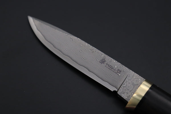 Hattori 傘 SAN Limited Hattori Natures Edition SAN-146 Cowry-X Damascus Special Utility Hunter "Custom Combination Handle African Ebonywood Handle with Stag" - JapaneseKnifeDirect.Com