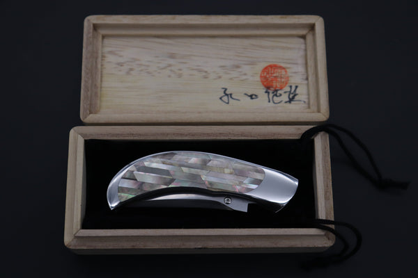 Ikuo Nagata Custom Folding Knife  – IN-100 “Black & Silver”