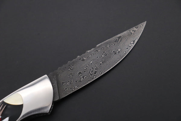 Ikuo Nagata Custom Folding Knife - IN-110 Red-Crowned Crane Raden Art