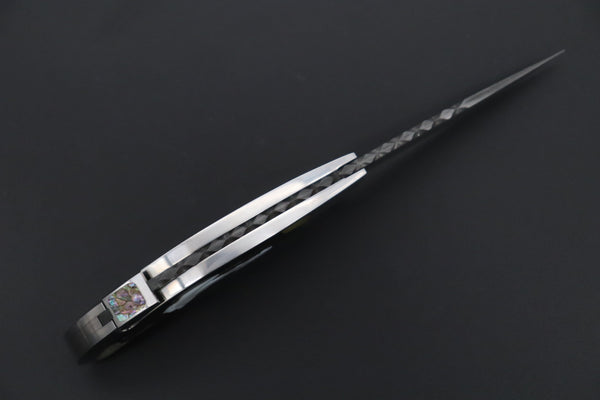 Ikuo Nagata Custom Folding Knife - IN-110 Red-Crowned Crane Raden Art