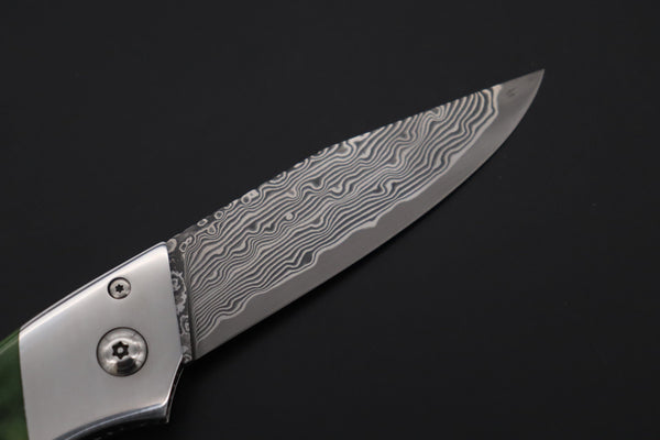 Ikuo Nagata Custom Folding Knife  – IN-120 “Abalone Eye in Green Forest”