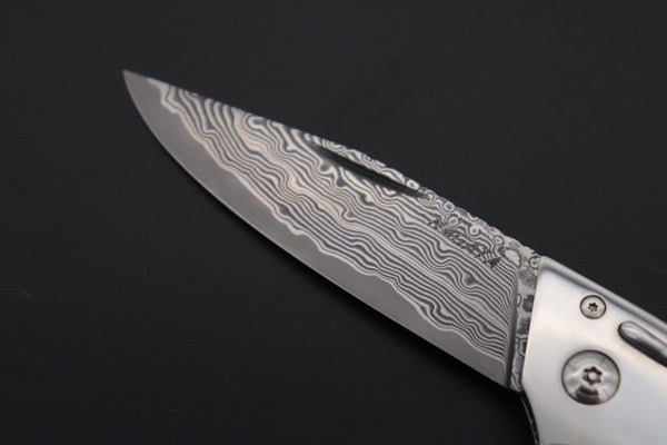 Ikuo Nagata Custom Folding Knife  – IN-120 “Abalone Eye in Green Forest”