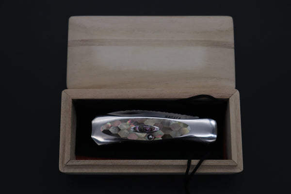 Ikuo Nagata Custom Folding Knife  – IN-125 "STILETTO" “Abalone Eye in the Universe”