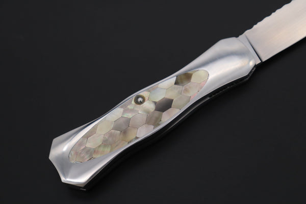 Ikuo Nagata Custom Folding Knife  – IN-125 "STILETTO" “Abalone Eye in the Universe”