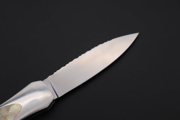 Ikuo Nagata Custom Folding Knife  – IN-125 "STILETTO" “Abalone Eye in the Universe”