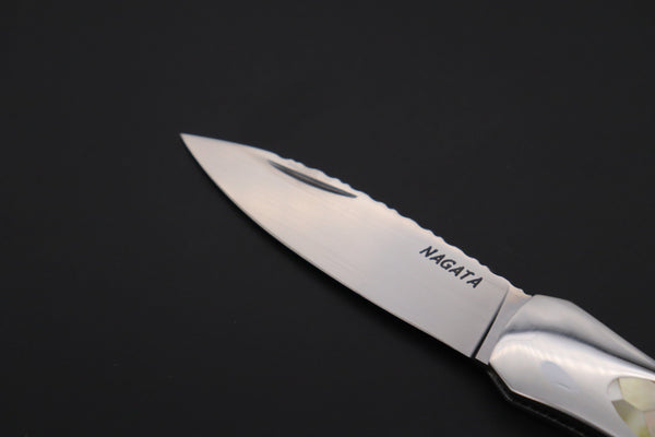 Ikuo Nagata Custom Folding Knife  – IN-125 "STILETTO" “Abalone Eye in the Universe”