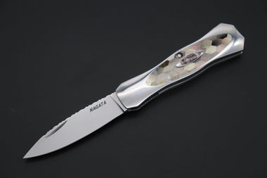 Ikuo Nagata Custom Folding Knife  – IN-125 "STILETTO" “Abalone Eye in the Universe”