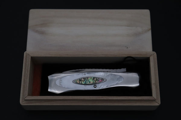 Ikuo Nagata Custom Folding Knife  – IN-145 "STILETTO" “Abalone Eye in the Universe”