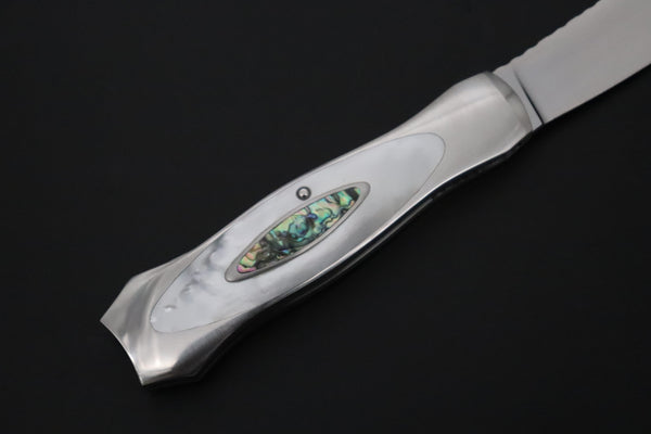 Ikuo Nagata Custom Folding Knife  – IN-145 "STILETTO" “Abalone Eye in the Universe”