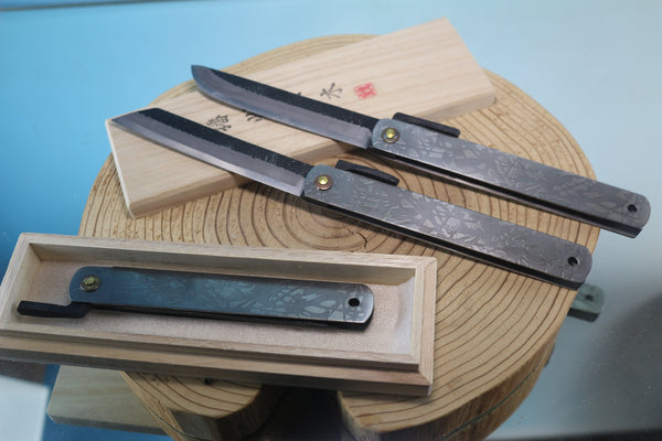 Ittoryu HG-50 Traditional Higonokami Folding Knife　肥後守、日立青紙本割込、槌目
