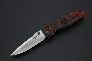 Mcusta SENGOKU Series MC-183D "TOKUGAWA IEYASU" VG-10 Damascus Blade with Red-Pakkawood handle、Now with Pocket clip!
