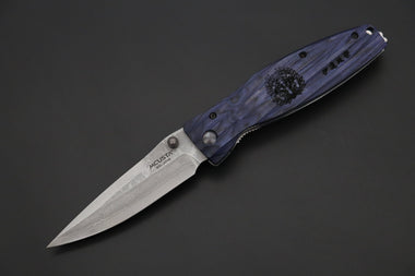 Mcusta SENGOKU Series MC-186D "DATE MASAMUNE" VG-10 Damascus Blade with Blue Pakkawood Handle, Now with Pocket Clip!