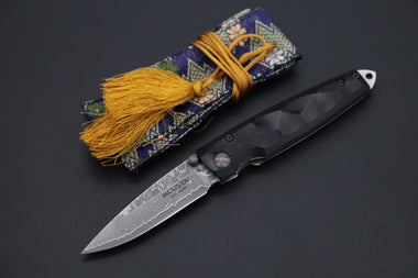 Mcusta Shinra Natural Series MC-79DP TSUCHI VG-10 Damascus (Black Pakka Wood Handle) - JapaneseKnifeDirect.Com