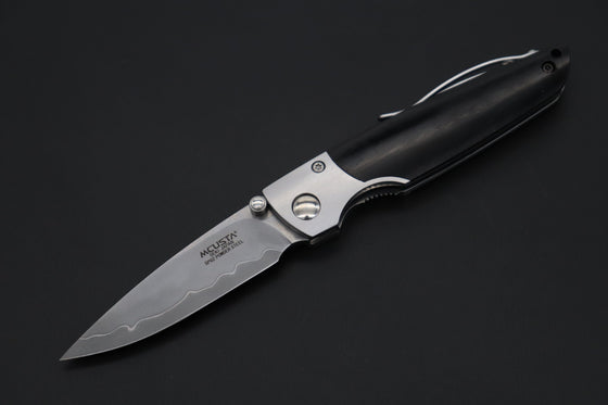 Mcusta SHINRA 森羅 Premium Series MC-144G TEANA SPG-2 San Mai (Black Pakkawood handle) - JapaneseKnifeDirect.Com