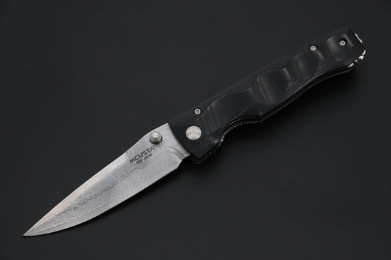 Mcusta Tactility Elite Folder Series MC-121D VG-10 Damascus Blade with Black Linen Micarta Handle - JapaneseKnifeDirect.Com