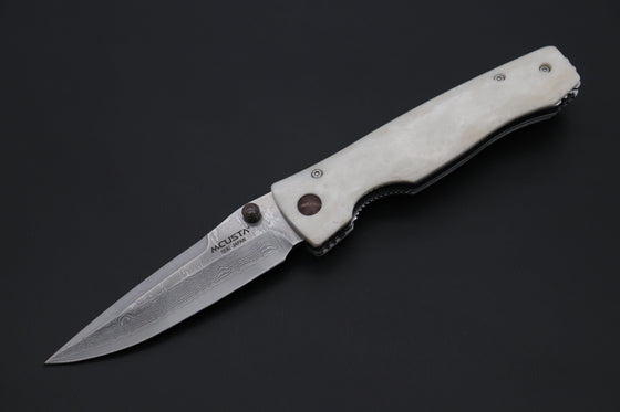 Mcusta Tactility Elite Folder Series MC-126D VG-10 Damascus Blade with Dupont White Corian Handle - JapaneseKnifeDirect.Com