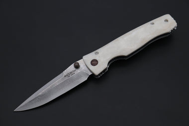Mcusta Tactility Elite Folder Series MC-126D VG-10 Damascus Blade with Dupont White Corian Handle - JapaneseKnifeDirect.Com