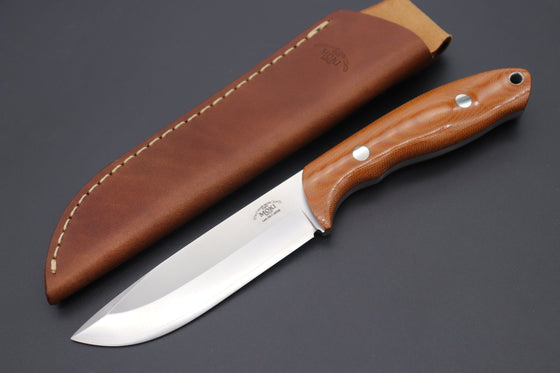 MOKI MK-2021NBCM/CO "BERG"  (VG-7 SAN-MAI, CONVEX GRIND, Natural Brown Canvas Micarta Handle)