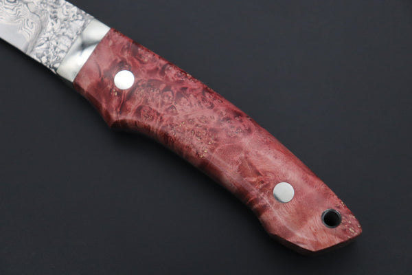 Mr. Itou IT-200 Custom R-2 Damascus 6" Drop-point Hunter, Maple Burl wood Handle