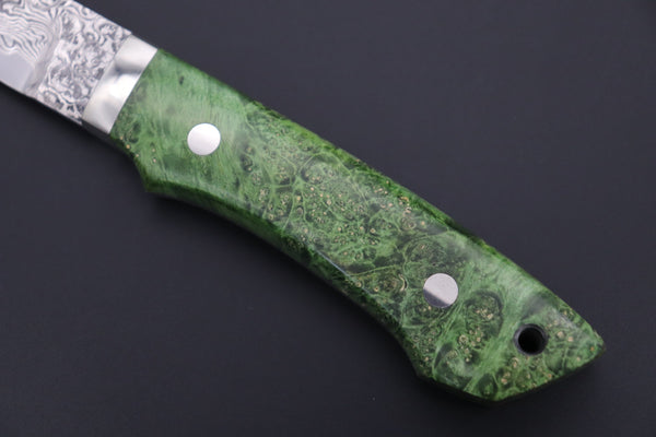 Mr. Itou  IT-205B  Custom R2 Damascus 5-1/2" Drop-point Hunter, Maple Burl wood Handle