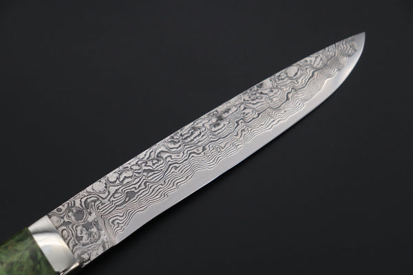 Mr. Itou  IT-205B  Custom R2 Damascus 5-1/2" Drop-point Hunter, Maple Burl wood Handle