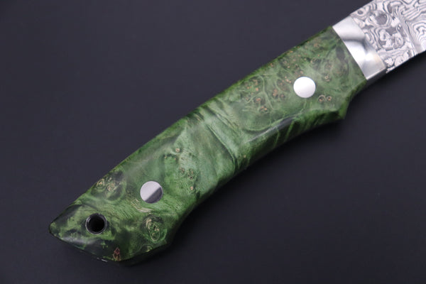 Mr. Itou  IT-205B  Custom R2 Damascus 5-1/2" Drop-point Hunter, Maple Burl wood Handle