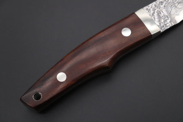 Mr. Itou  IT-420B Drop Point Utility Hunter, 3-3/4" R2 Damascus Blade, Desert Ironwood Handle