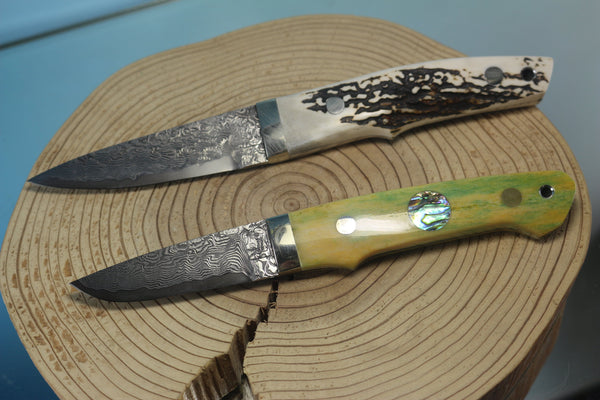 Mr. Itou  IT-440 Drop point Utility Hunter, R2 Damascus Blade,  Genuine Stag or Camelbone Handle