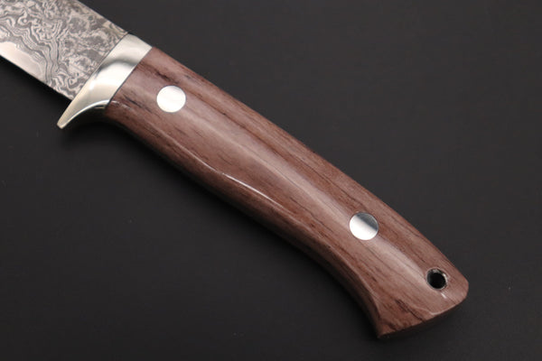 Mr. Itou  IT-470B Drop Point Hunter, 4" R-2 Damascus Blade, Brown Camelbone Handle