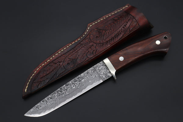 Mr. Itou  IT-510A Drop Point Hunter, 5-1/2" R-2 Damascus Blade, Premium Desert Ironwood Handle