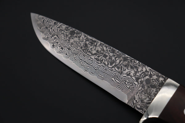 Mr. Itou  IT-550 Drop Point Hunter, 5-1/2" R2 Damascus Blade, Premium Desert Ironwood Handle