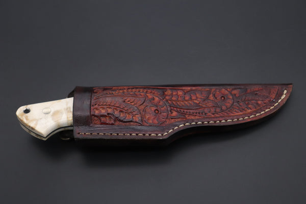 Mr. Itou  IT-570A  "Treasure Hunter Series" Drop Point Hunter, 4-1/2" R2 Damascus Blade, Mammoth Molar Tooth Ivory Handle