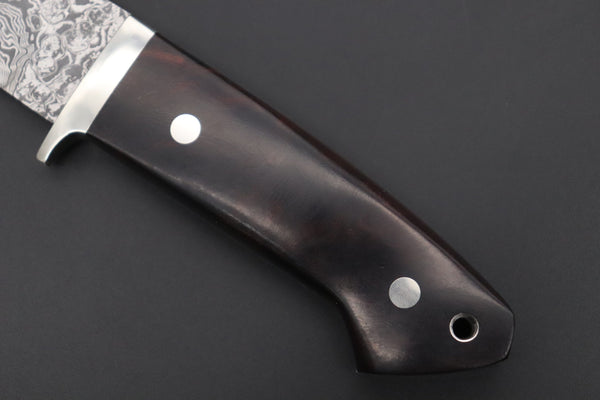 Mr. Itou  IT-590L Drop Point Hunter,  4-3/4" R-2 Damascus Blade, Premium Desert Ironwood Handle