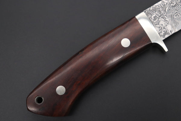 Mr. Itou  IT-590M Drop Point Hunter,  4-1/4" R-2 Damascus Blade, Premium Desert Ironwood Handle