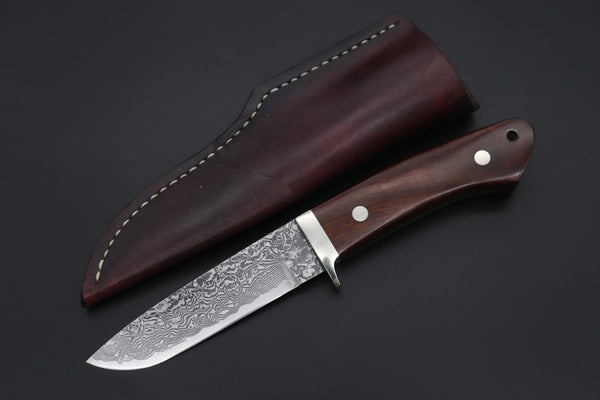 Mr. Itou  IT-590M Drop Point Hunter,  4-1/4" R-2 Damascus Blade, Premium Desert Ironwood Handle