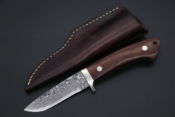 Mr. Itou  IT-590S Drop Point Hunter,  3-1/2" R2 Damascus Blade, Premium Desert Ironwood Handle