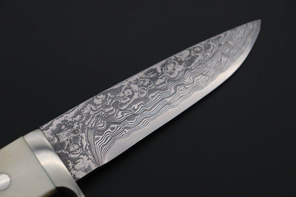 Mr. Itou  IT-600B Drop Point Hunter, 4-1/2" R2 Damascus Blade, Genuine Stag Handle