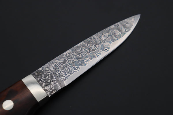 Mr. Itou  IT-610B Drop Point Utility Hunter, 3-1/2" R2 Damascus Blade, Premium Desert Ironwood Handle