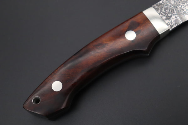 Mr. Itou  IT-610B Drop Point Utility Hunter, 3-1/2" R2 Damascus Blade, Premium Desert Ironwood Handle