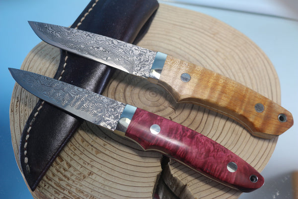Mr. Itou  IT-640 Drop Point Utility Hunter, 4" or 3-1/2" R2 Damascus Blade, Maple wood Handle