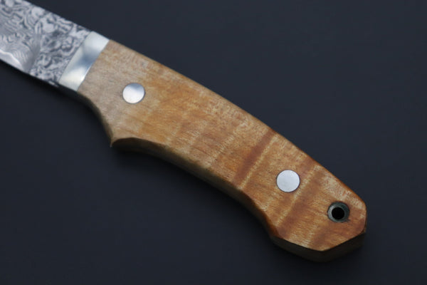 Mr. Itou  IT-640A Drop Point Utility Hunter, 4" R-2 Damascus Blade, Maple wood Handle