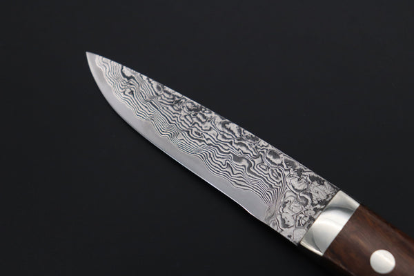 Mr. Itou  IT-650A Drop Point Utility Hunter, 3-3/4" R-2 Damascus Blade, Premium Desert Ironwood