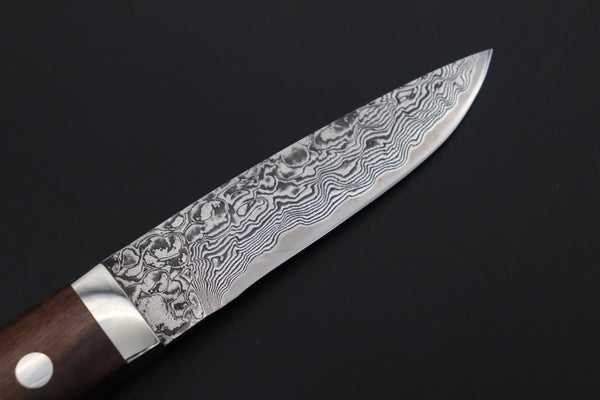 Mr. Itou  IT-650A Drop Point Utility Hunter, 3-3/4" R-2 Damascus Blade, Premium Desert Ironwood