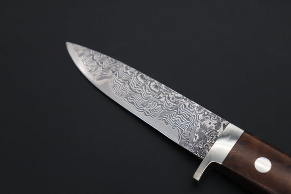 Mr. Itou  IT-660A Drop Point Utility Hunter, 3-1/2" R2 Damascus Blade, Premium Desert Ironwood