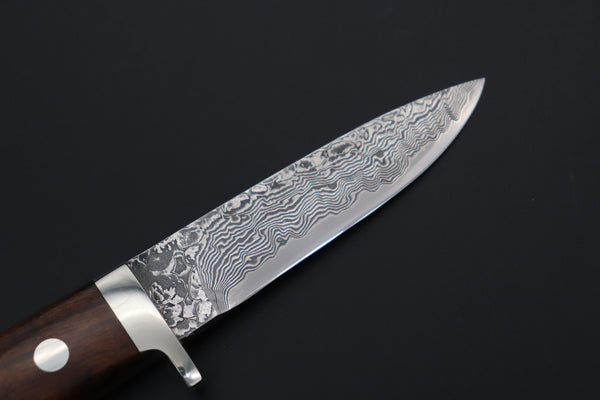 Mr. Itou  IT-660A Drop Point Utility Hunter, 3-1/2" R2 Damascus Blade, Premium Desert Ironwood