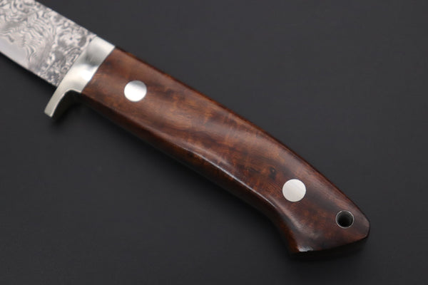 Mr. Itou  IT-660A Drop Point Utility Hunter, 3-1/2" R2 Damascus Blade, Premium Desert Ironwood