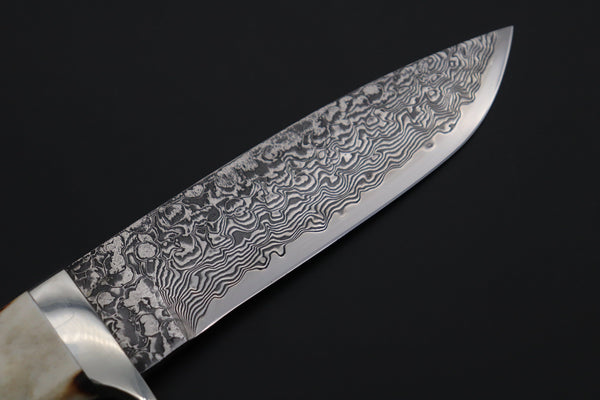 Mr. Itou  IT-670 Drop Point Hunter, 5.1" R2 Damascus Blade, Genuine Stag Handle